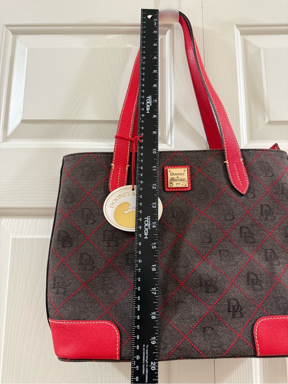 Dooney & Bourke DB Monogram Tote Bag NWT Brown Red Shopper w Zip Pouch - Picture 16 of 17
